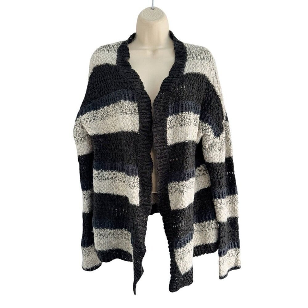 House of Harlow 1960 Woman's Mixed Stitch Black White Cardigan Sweater One Size